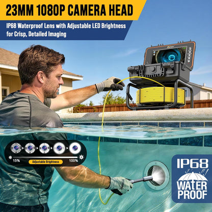 Inspectiecamera, 12 verstelbare leds, industriële endoscoop, waterdicht, IP68, endoscopische camera met DVR-recorder (50M-512T)