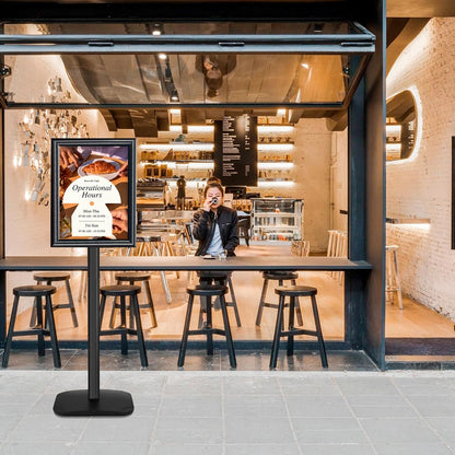 A3-displaystandaard – Posterstandaard – Bordstandaard – Menustandaard – Welkomstbordhouder – Set van 3 Stuks, Zwart – Verzwaarde Basis van 2,6 kg – Verstelbare Kijkhoek 180°/360°