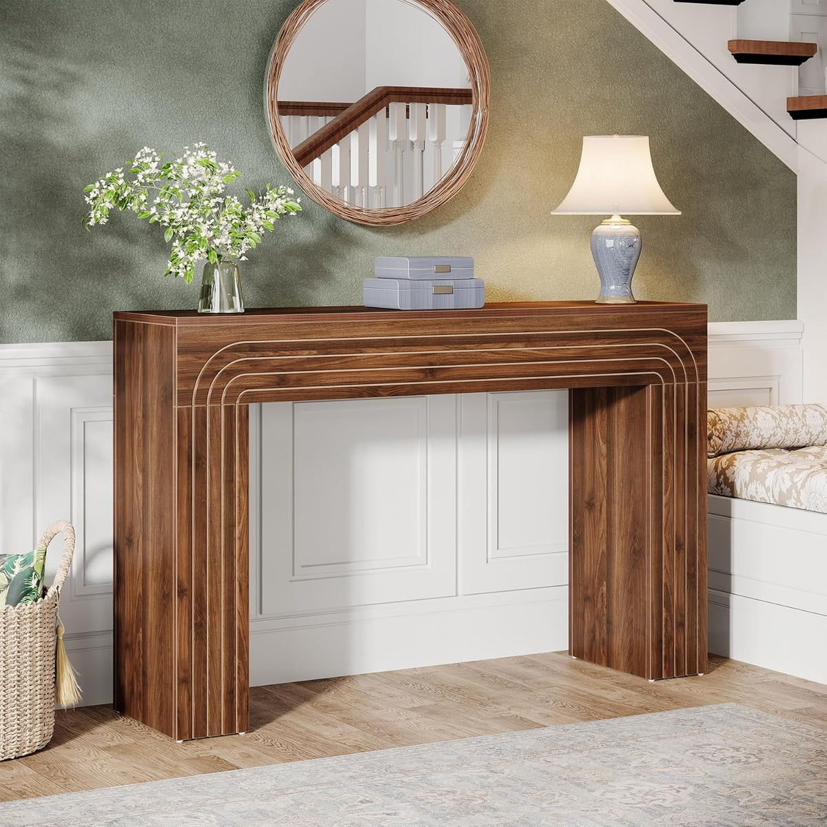 Tribesigns Console Table 140 x 34 x 90 cm | Coffee Table | Hallway Table for Small Spaces | Console Narrow Long in the Entrance | Hallway Living Room | Vintage Brown