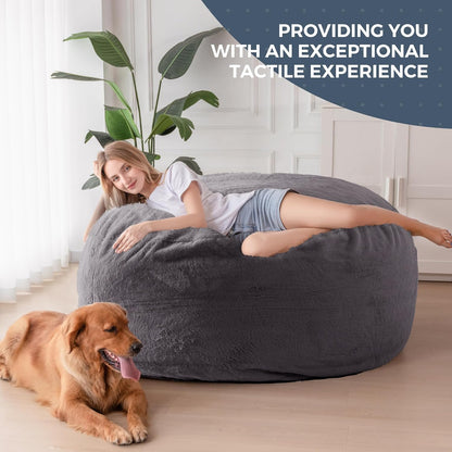 MAXYOYO Bean Bag Bed - Convertible from Bean Bag Chair to Bed - Foam Sofa with Fluffy Cover and Soft Filling for Adults, Teenagers, Guests (Anthracite, 150x200cm)