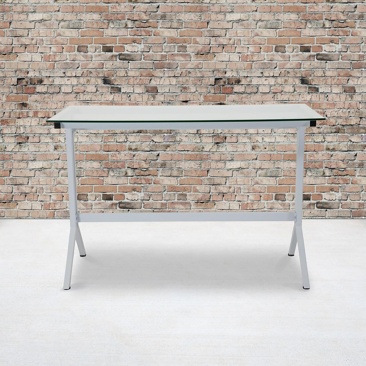 Flash Furniture Highland Collection Glass Computer Desk with Black Metal Frame modern Eén maat transparant/wit.