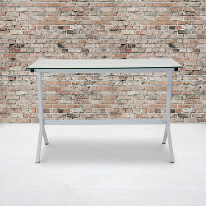 Flash Furniture Highland Collection Glass Computer Desk with Black Metal Frame modern Eén maat transparant/wit.