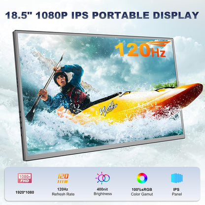 Draagbare Monitor 18.5 Inch 1080P Draagbare Scherm IPS 100% sRGB, Draagbare Display