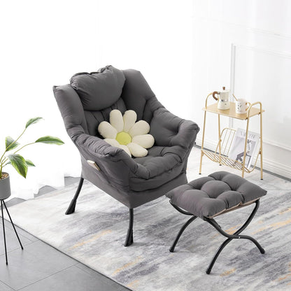 Comfortabele fauteuil met voetenbank, luie stoel met ottoman vrijetijdsaccentstoel, relaxfauteuil met armleuningen en zijvak voor woonkamer, slaapkamer en kleine ruimtes, fauteuil