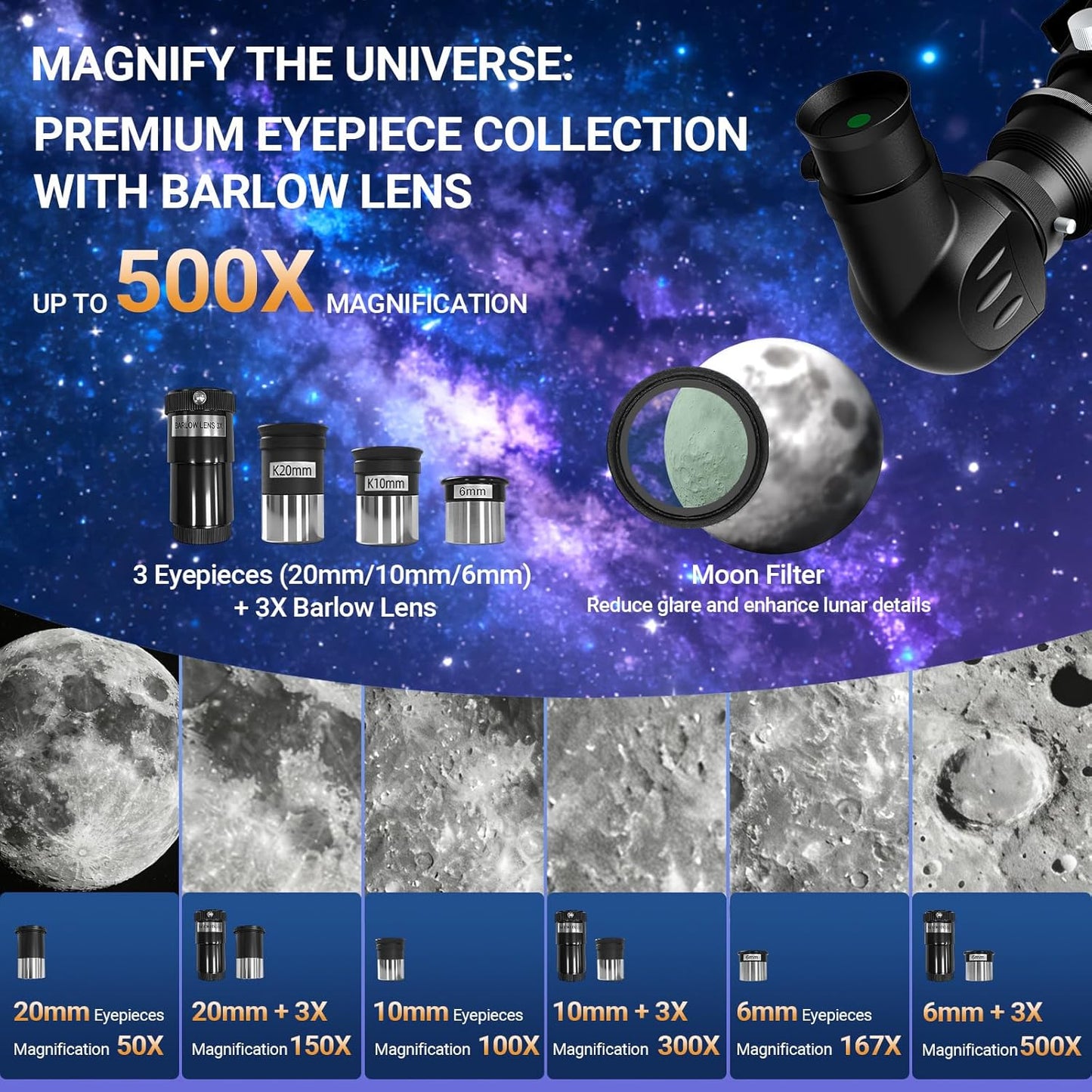 1000-90mm Astronomische refractor telescoop met Equatoriale Montage en Statief