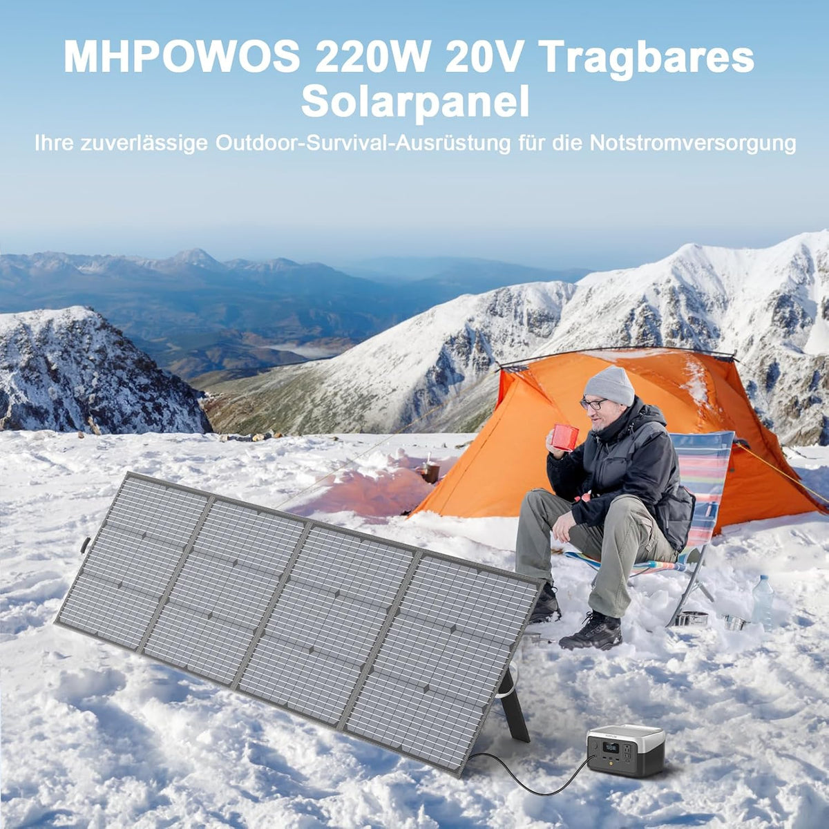 Draagbaar zonnepaneel, 220 W, 20 V, monokristallijn opvouwbaar zonnepaneel, power back-up, IP67 waterdicht en duurzame zonne-oplader, zonnepaneelkit voor powerstation, camper, camping
