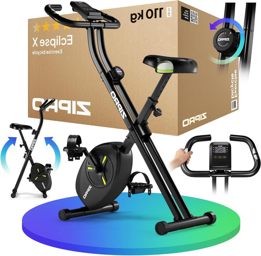 Hometrainer – Fitnessfiets – Fietstrainer – Stationaire Fiets – Opvouwbare Bike – Compact – 8 Weerstandsniveaus – Stil Magnetisch Systeem
