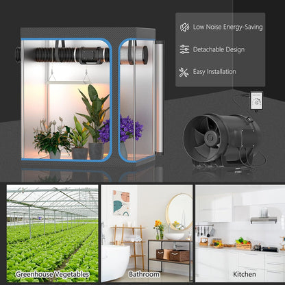 Buisventilator 200 mm – Kanaalventilator – Afvoerventilator – Inline Buisventilator – Ventilator Met Regelaar – 1292 M³/Uur Luchtstroom – Stille EC-Motor Met Variabele Snelheidsregeling