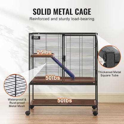4-Laags Metalen Kooi Voor Fretten -  Geschikt Voor Ratten, Hamsters, Cavia's en Chinchilla's - 77 cm x 52 cm x 92 cm