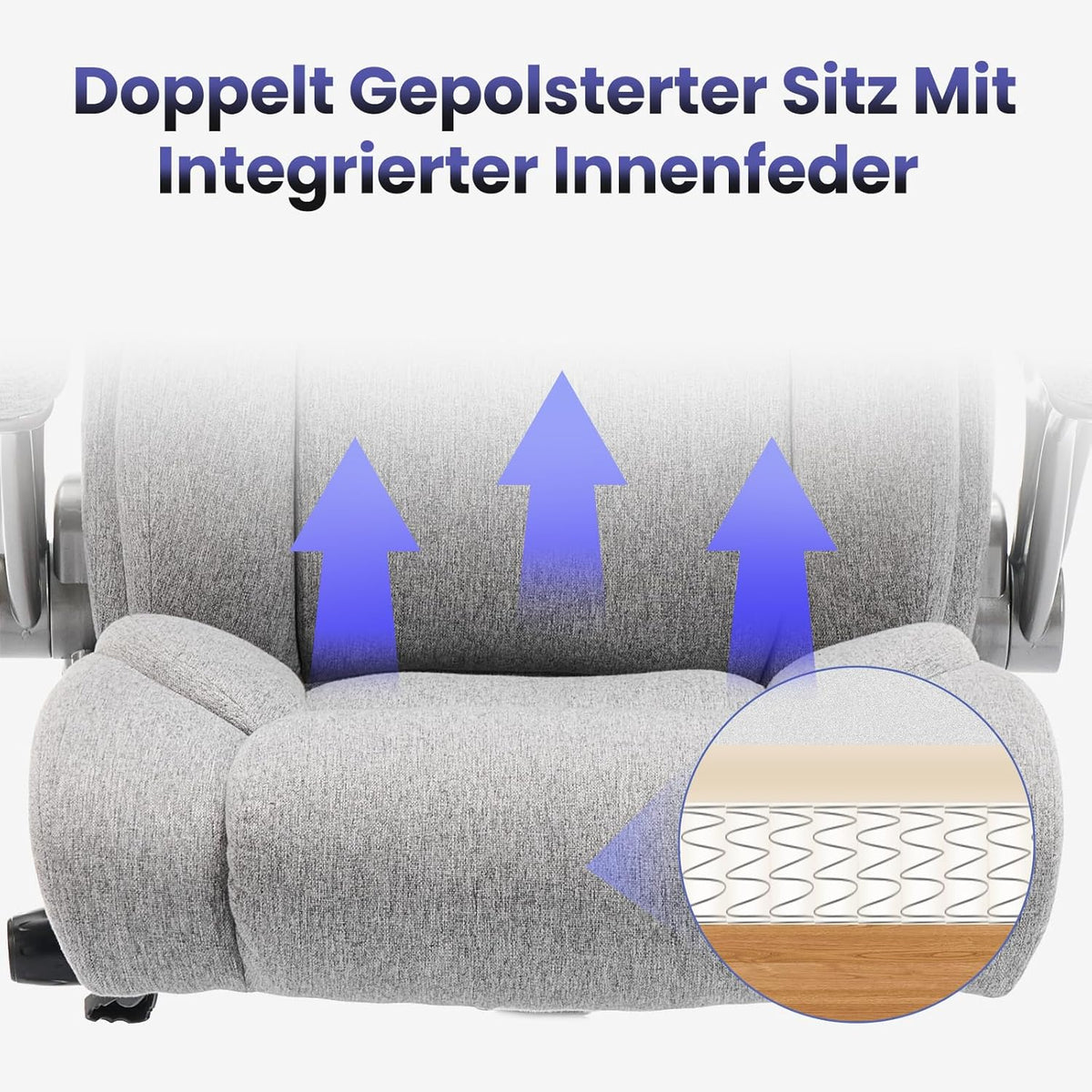 COLAMY Bureaustoel, ergonomisch, directiestoel met hoge rugleuning, ergonomische 360° draaistoel voor kantoor, lederen stoel met verstelbare kantelsluiting, grijs