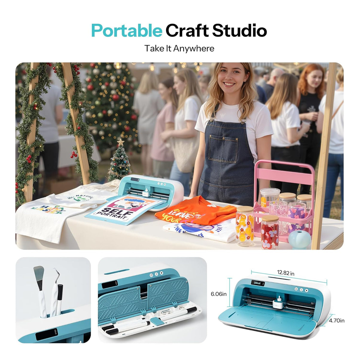 Snijmachine – Plottermachine – Snijplotter – Hobby Plotter – Plotter – Print Then Cut A4 – Nederlandstalig LED-scherm – Blauw