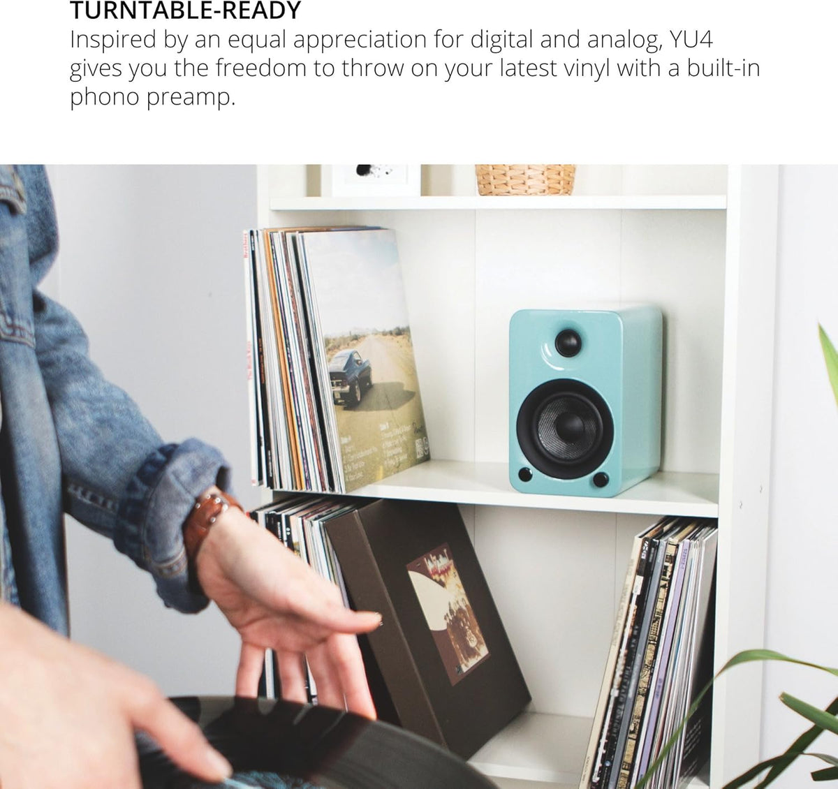 Kanto YU4 Powered Speakers with Bluetooth™ and Phono Preamp - Pair, Gloss Teal