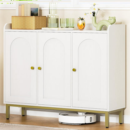 Hzuaneri Sideboard, sideboard, kitchen cabinet, kitchen chest of drawers, 3 doors, adjustable shelves, for kitchen and living room, storage cabinet, 30 x 100 x 80.5 cm, white SC21313G
