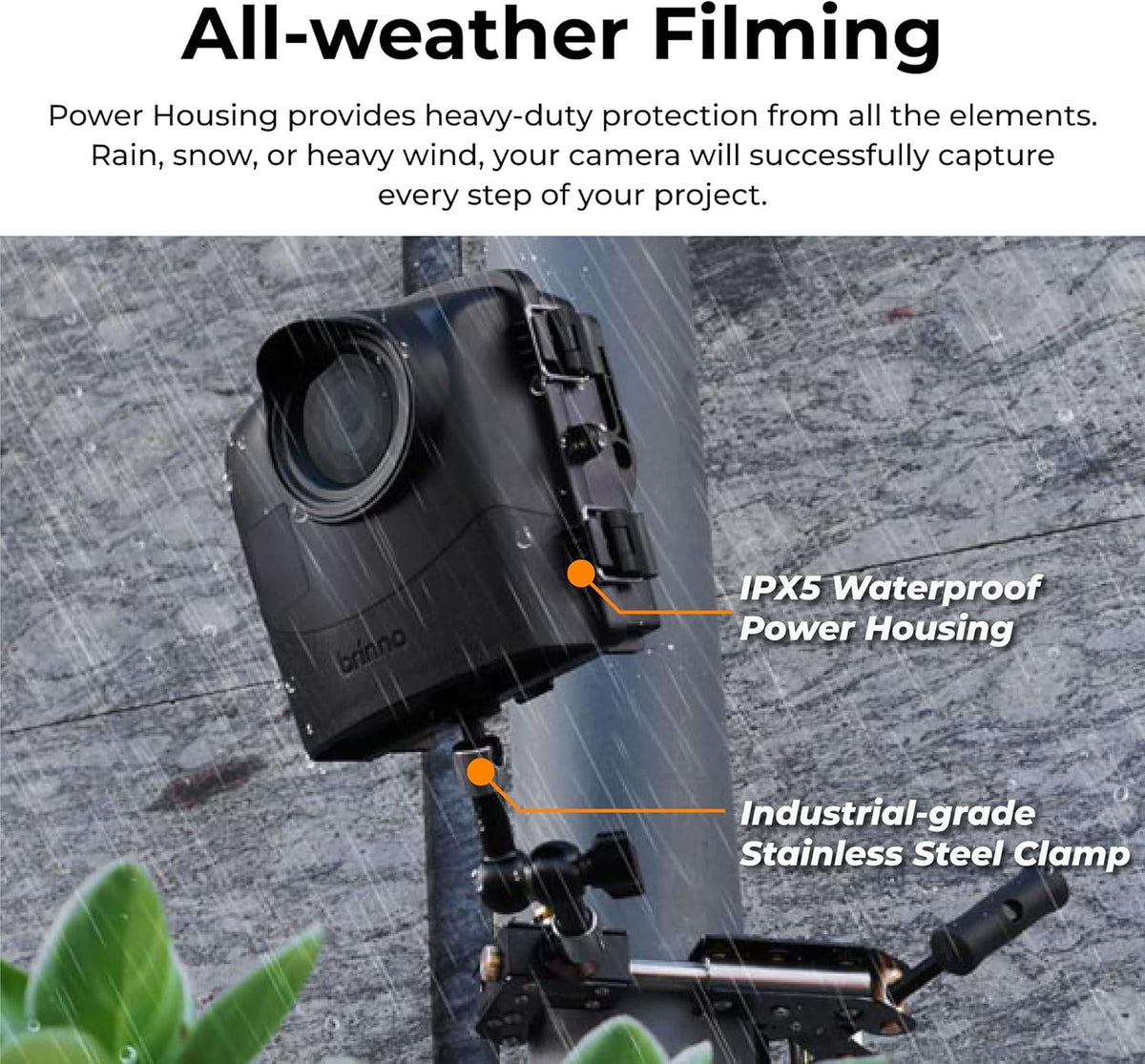 Brinno BCC2000 bouwplaatsen time-lapse-camera 1080P HDR met behuizing en klem