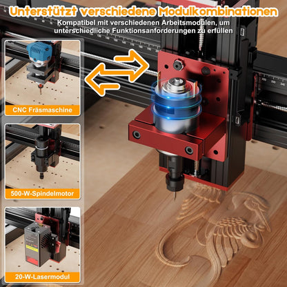 Twotrees TTC450 PRO CNC-freesmachine, 3-assige CNC-houtfrees, CNC-frees voor hout en acryl, 90% gemonteerd, werkbereik: 460 x 460 mm