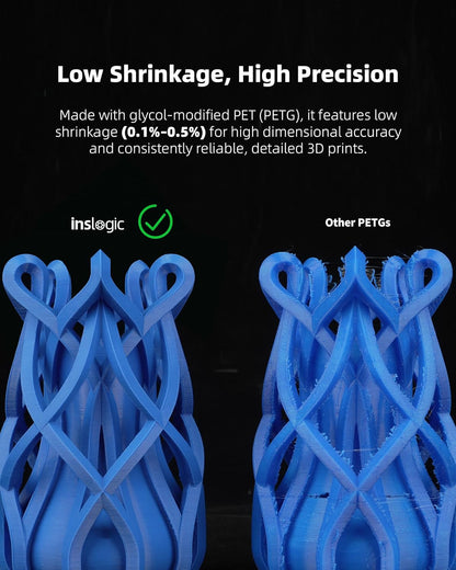 Inslogic Voorafgedroogd PETG Pro 1.75mm, Hoogsnelheid Mat PETG Pro 3D Printing Filament, Geschikt voor de Meeste FDM 3D-printers, 10kg Bundle (5 Zwart + 5 Wit)