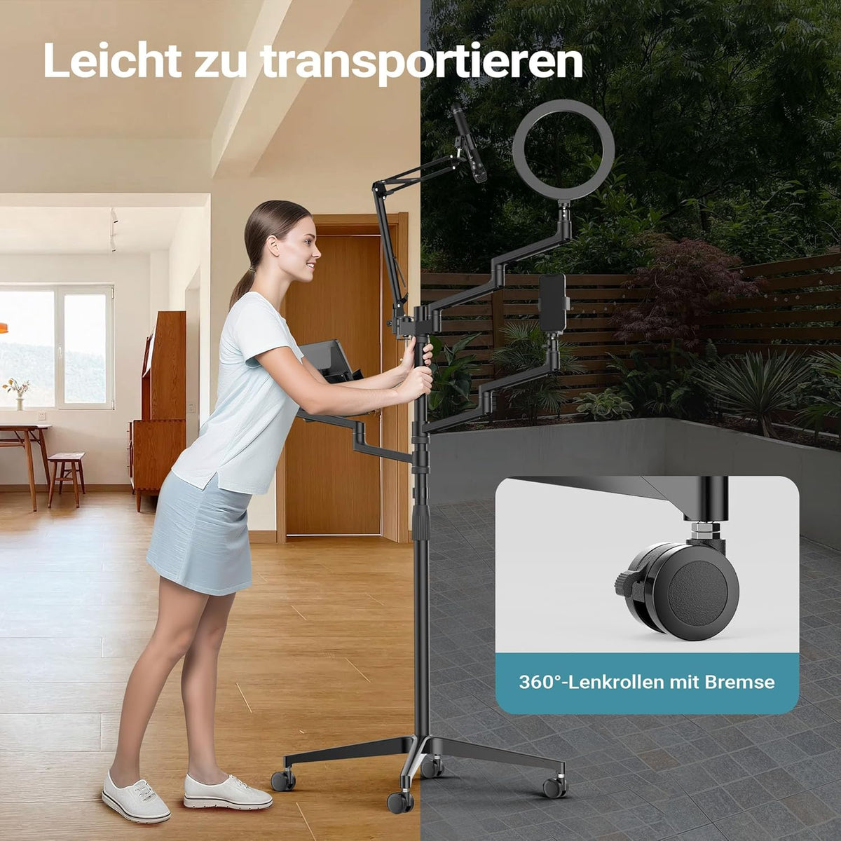 4-In-1 Statief – Camerastatief – Fotostatief – Smartphonehouder – Ringlichtstatief – Op Wielen – Geschikt Voor Schermen 17-32 Inch