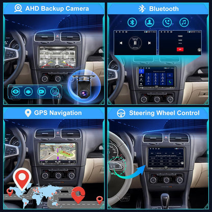 4+64G Android Autoradio voor Volkswagen Golf Passat Jetta Tiguan Polo Touran Seat Skoda, Draadloze CarPlay Android Auto, Touchscreen Display, DSP, GPS, WiFi, Achteruitrijcamera, Plug & Play Radio