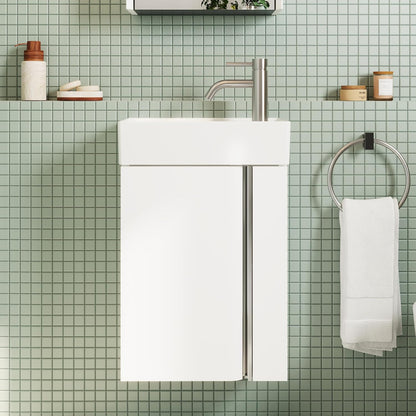Badkamermeubel 40 cm Met Wastafel – Kleine Wastafelkast Met Opbergruimte Voor Gastentoilet, Ruimtebesparend, Matwit