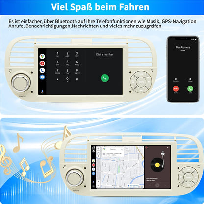 Autoradio FIAT 500 – Autoradio Multimedia – Auto Stereo – Navigatiesysteem – Inbouwradio – Android 13 Systeem – 7 Inch IPS Touchscreen – GPS Navigatie Met Offline Kaarten