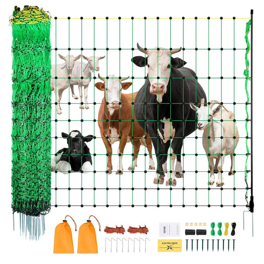 VEVOR Weidehek 1,27 x 50 m, schapennet met palen en haringen, draagbare omheining voor geiten, herten, varkens, tuinhonden, tuin, boerderijen