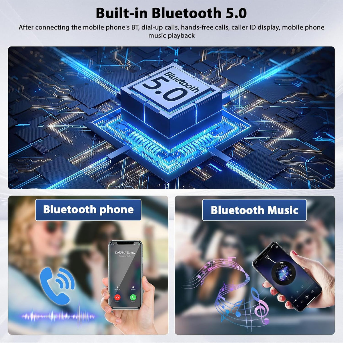 Carplay 1 Din Car Radio Compatible with Wireless Android Car 6.9 Inch Touch Screen Bluetooth Car Radio Supports Hands-free Mirror Link FM Radio/USB Type-C EQ with Rearview Camera - QUORE