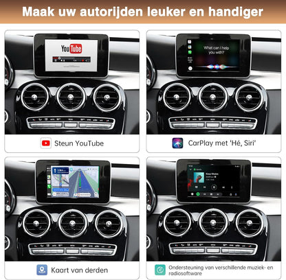 Draadloze Carplay Retrofit Kit – Carplay Adapter – Android Auto Interface – Multimedia Decoder – Siri Bediening – Draadloos Connecten – Compatibel Met Stuurwielbediening