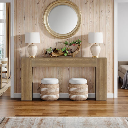 Tribesigns 160 cm Long Console Table, Farmhouse, Narrow Sofa Table Behind the Sofa, for Living Room, Entrance, Hallway, Foyer, Natural Brown