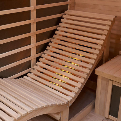 Artsauna Infrared Cabin with Triplex Heating System and Sun Lounger for 2 Persons, 130 x 190 cm, Infrared Heat Cabin - QUORE