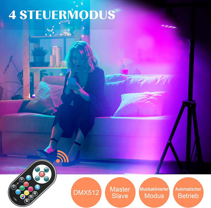 U`King Set van 8 led-schijnwerpers, 36 leds, podiumverlichting, RGB met afstandsbediening, discolicht, schijnwerper, verlichting, bewegende kop voor stage, DJ, party, show, bar, Halloween, Kerstmis