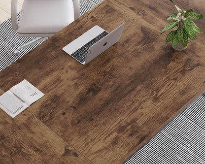 LVB Rustiek Groot Thuiskantoor 70.8” Lang en Breed Computerbureau, Houten Metalen Werkbureau voor Studie Schrijven Gamen, Boerderij Dubbele Monitor Werkstation Directie Computer Tafel, Rustiek Bruin