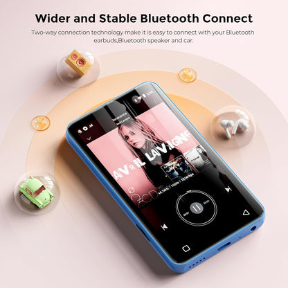 innioasis Music Player with Spotify, Pandora, Amazon Music, 4 Inch Touch Screen Android MP4 MP3 Player for Kids with Libby Audible Audiobook (White-Blue) - QUORE