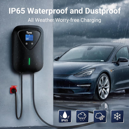 Tera Oplader EV type 2-11 kW – laadstation voor elektrische auto – met oplaadkabelhouder – oplaadkabel – 3-fasen CEE-stekker – 16 A 5-polig – 6,5 m kabel voor