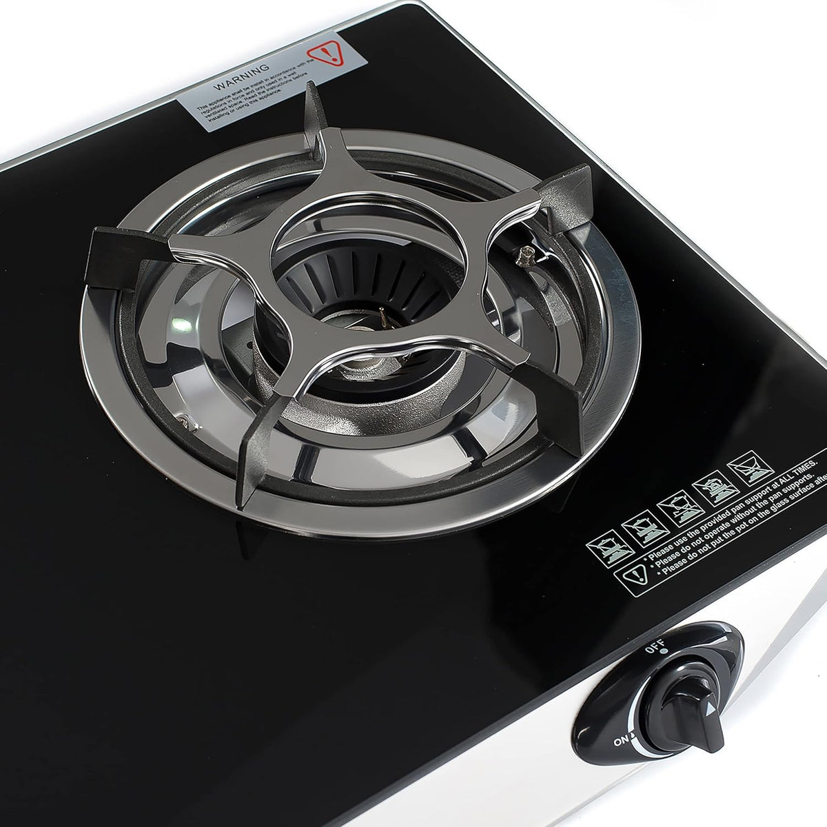 NJ NGB-S2 Indoor Gasfornuis - 2 Pits Draagbare Gaskookplaat LPG Fornuis Kookplaat voor Caravan Zwart Glas Vrijstaand Tafelblad voor Thuis Keuken Camping Tuin Catering 6.8kW