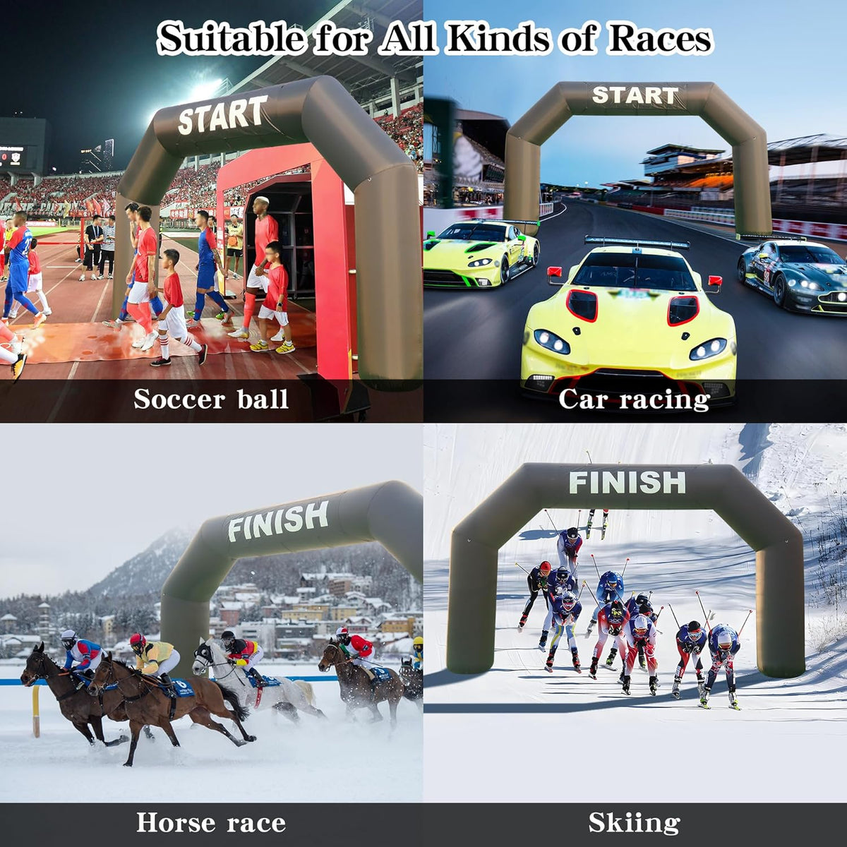 SAYOK Opblaasbare boog voor buiten, opblaasbare boog Archway Start opblaasbare aankomstlijn, banner, raceboog met beluchter voor reclameevenementen (zwart, 6 m)