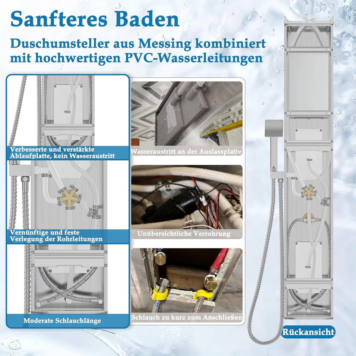 Douchesysteem – Doucheset – Douchepaneel – Regendouche – Handdouche – Roestvrij Staal – 5 Functies Met Massagejets – Zilver Geborsteld
