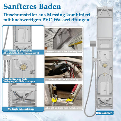 Douchesysteem – Doucheset – Douchepaneel – Regendouche – Handdouche – Roestvrij Staal – 5 Functies Met Massagejets – Zilver Geborsteld