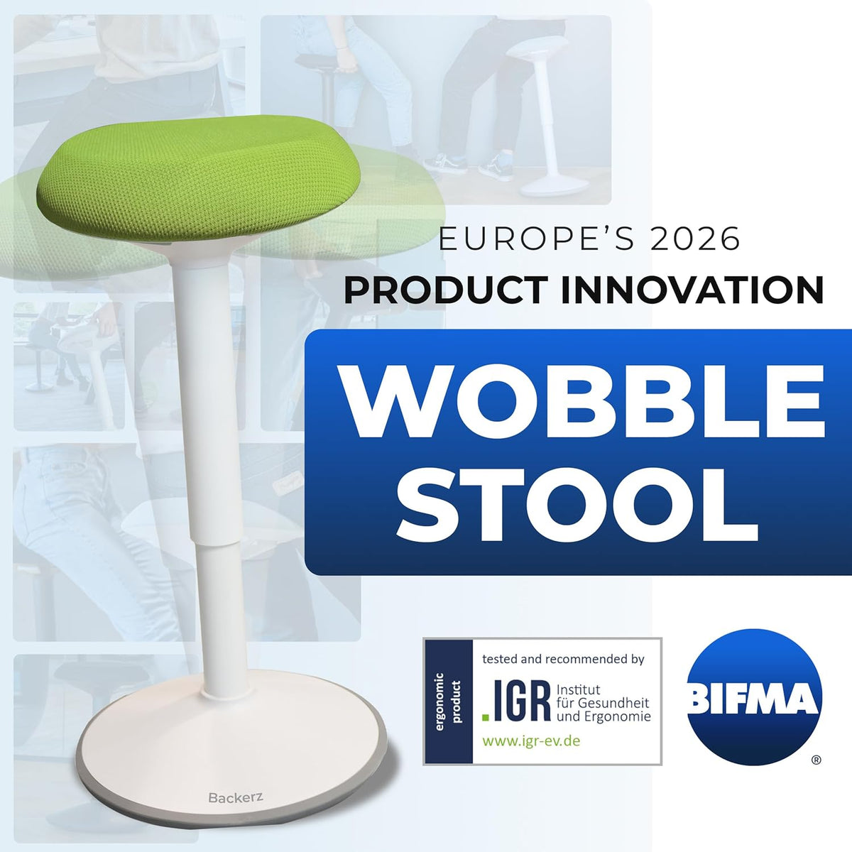 Ergonomische kruk - Bureaustoel - Testwinnaar - 55-80 cm - In hoogte verstelbaar met schommelfunctie - Ergonomische antislip Desk Chair - Office Chair - Groente