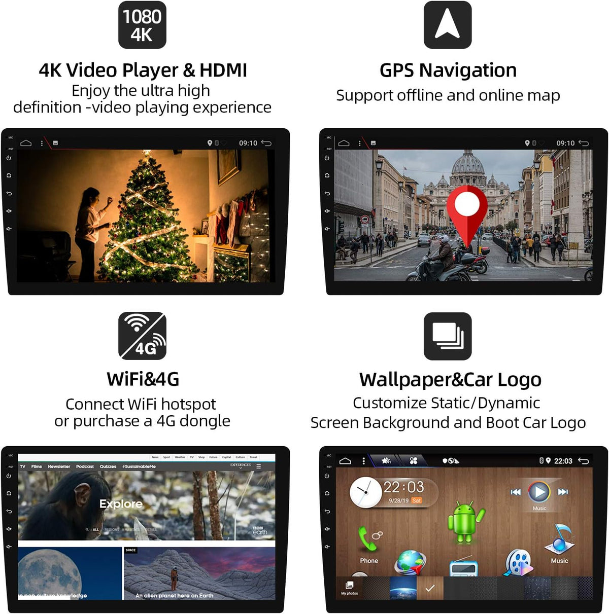 PX6 Android 12 autoradio radio 4G | 64G - GPS 2 Din Bluetooth 5.0 met achteruitrijcamera -IPS 2.5D 10.1 inch - Ondersteunt DAB+ / stuurbediening / 4G / WiFi / Bluetooth / Mirrorlink/Carplay/USB