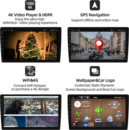 PX6 Android 12 autoradio radio 4G | 64G - GPS 2 Din Bluetooth 5.0 met achteruitrijcamera -IPS 2.5D 10.1 inch - Ondersteunt DAB+ / stuurbediening / 4G / WiFi / Bluetooth / Mirrorlink/Carplay/USB