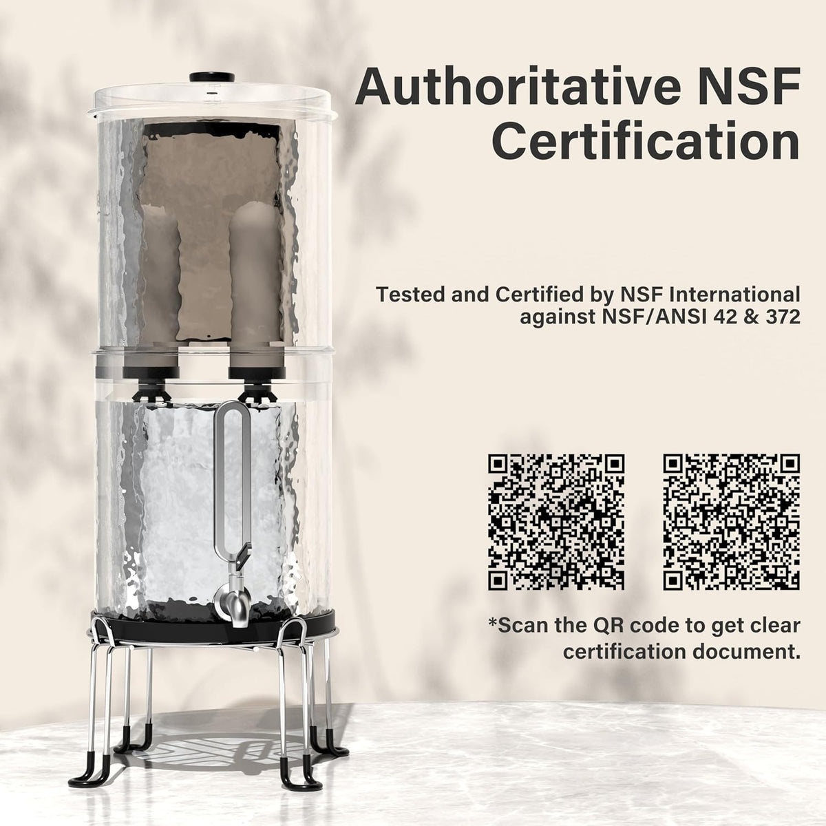 Waterfiltersysteem met waterniveau-indicator, 8,5 liter, voor thuisgebruik, camperreizen, met EU 98/37/EC, NSF/ANSI 42 en 372-certificering, keramisch filter (groen)