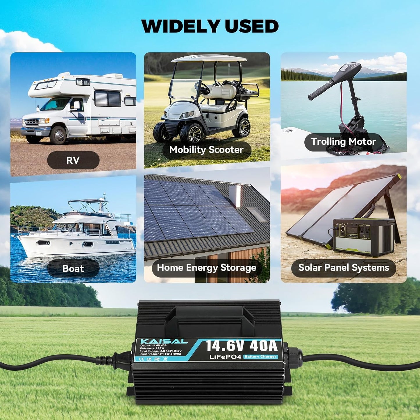 LiFePO4 Acculader – Lithium Acculader – Batterijlader – 12V Acculader – Camper Acculader – 14,6V 40A Snel Opladen – 0V Activeringsfunctie Voor Diep Ontladen
