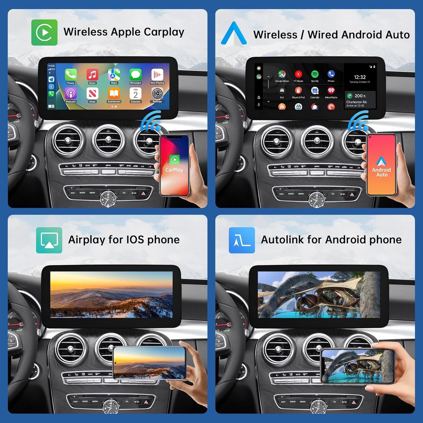 Road Top 12.3 Inch Autoradio Draadloze CarPlay Android Auto Touch Screen voor Mercedes Benz C GLC V Klasse W205 W447 2016-2018 Jaar met NTG5.0, Ondersteuning Mirrorlink