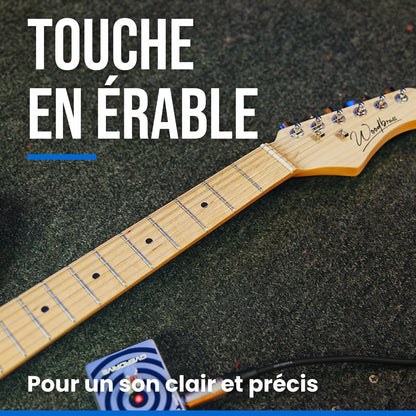 Woodbrass ST100 elektrische gitaar, wit - veelzijdige gitaar ideaal voor beginners - ST Shape Body - Amerikaanse linden toets - Rock, Pop, Funk, Country, Hard, Metal Style
