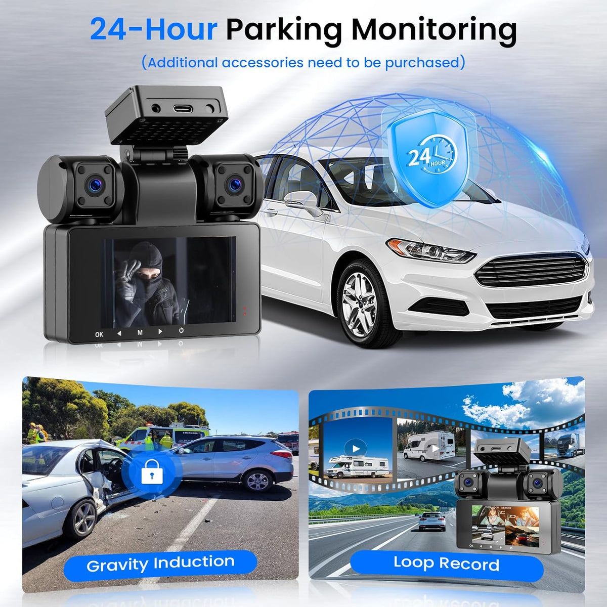 Auto Dashcam – Dashcam Auto – Autocamera – Rijcamera – Rijrecorder – 4-Camera 360° Bewaking – 2K Voorcamera Met 8 IR-Nachtzicht