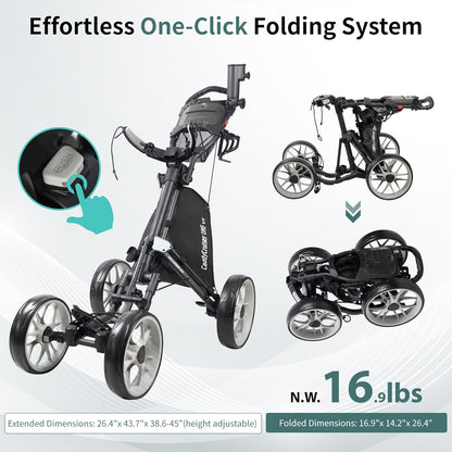 CaddyTek Golfwagen met 4 wielen - Caddycruiser One Version 8 1-Click opvouwbare trolley - lichtgewicht, compacte trekwagen, gemakkelijk te openen