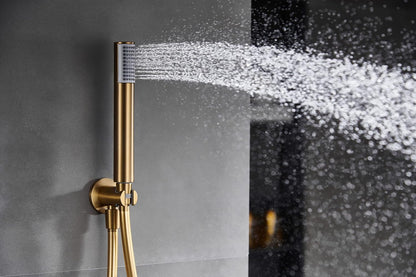 Douche Set – Regendouche – Handdouche – Inbouwdouche – Mengkraan – Geborsteld Goud PVD Coating – Ronde Vlakke Regendouche 25 cm