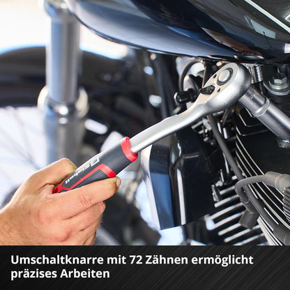 Originele Einhell Werkplaatskoffer E-Case 92 stuks (uitrusting, autodoppen, eindkappen, ratels, T-handgreep, E-koffersysteem)