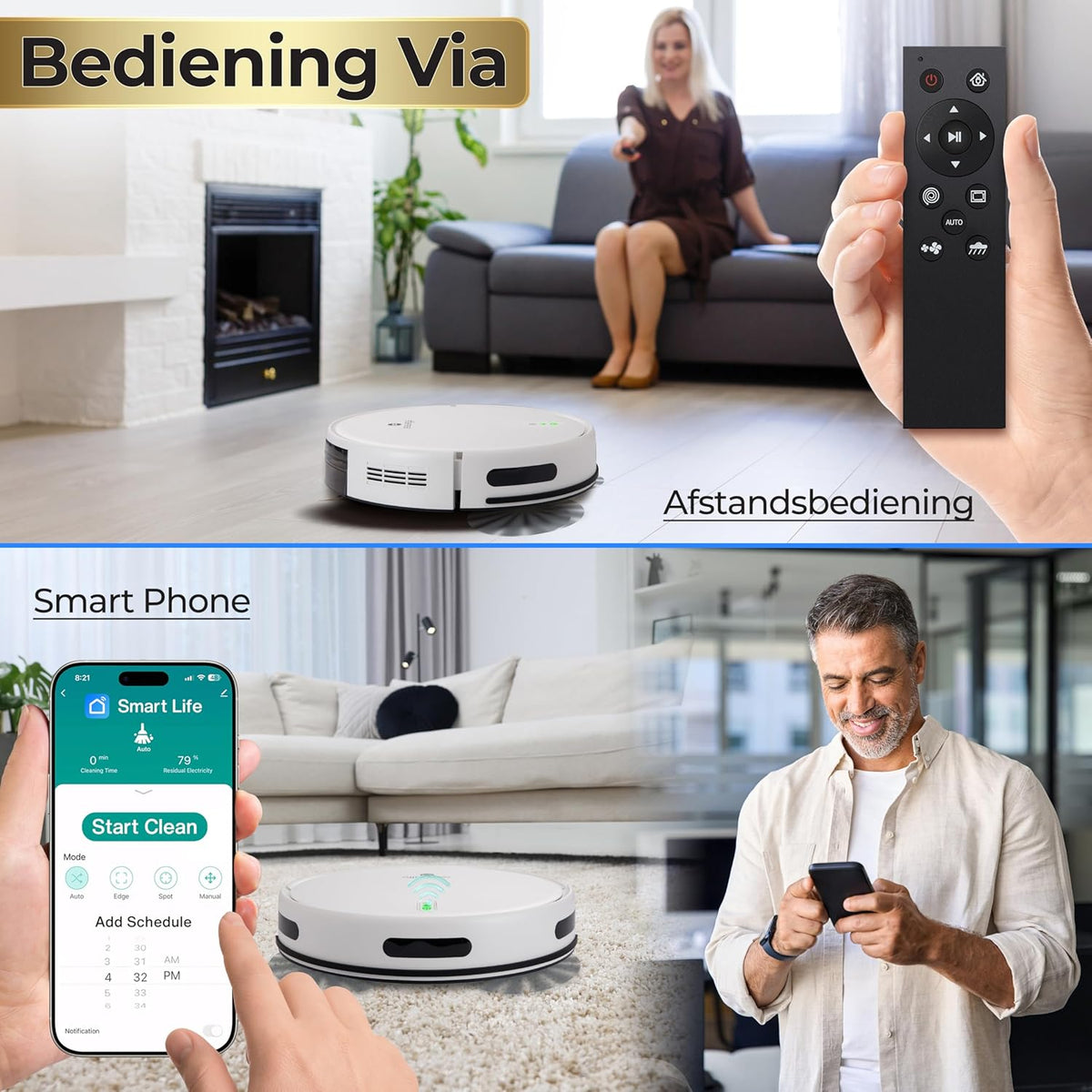 SereneLife Robot Vacuum Cleaner and Mop Robot Combo, 3000Pa Suction Power, App Control, 4 Cleaning Modes, Anti-fall Sensors, Automatic Charging Function, Ideal for Pets, Carpet & Hard Floors – White - QUORE