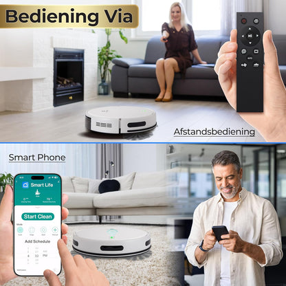 SereneLife Robot Vacuum Cleaner and Mop Robot Combo, 3000Pa Suction Power, App Control, 4 Cleaning Modes, Anti-fall Sensors, Automatic Charging Function, Ideal for Pets, Carpet & Hard Floors – White - QUORE
